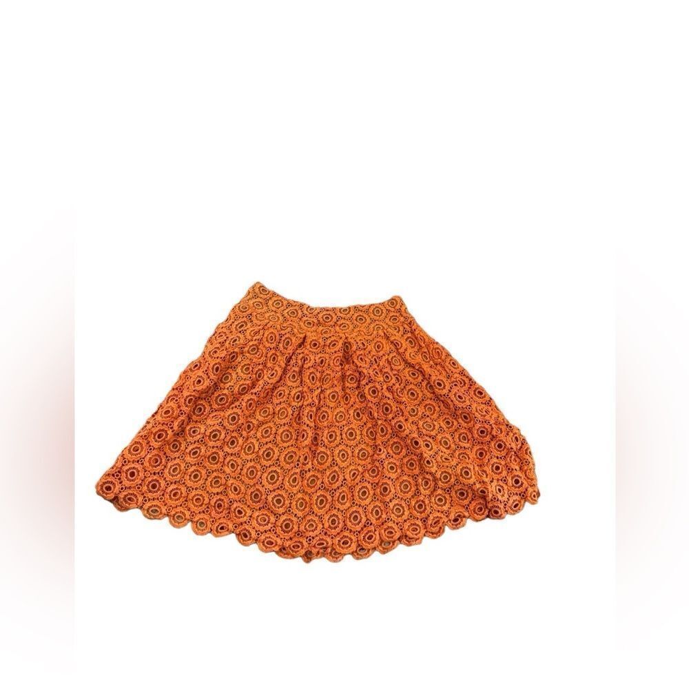 moulinette soeurs Anthropologie Crochet skirt heavy & beautiful burnt orange 10 - Picture 2 of 8